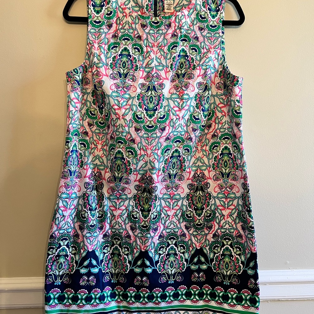 Artisan Ny White and Green Halter Sheath Mini Dress